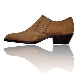 Guess by Georges Marciano Acme Tan Leather Western Cowgirl Ankle Booties